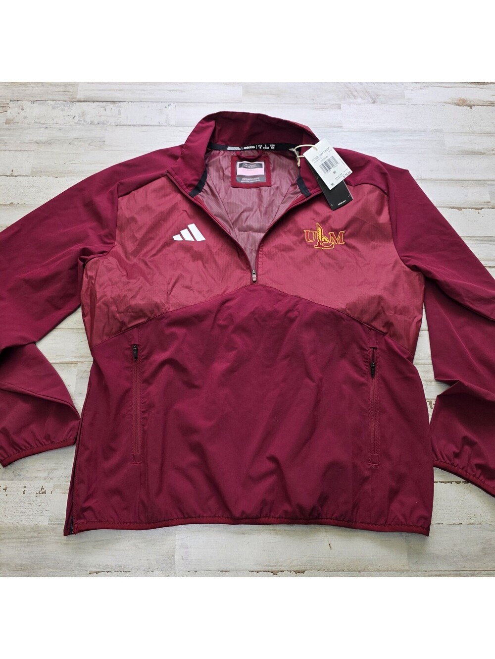 University of Louisiana At Monroe Warhawks NEW Adidas 1/4 Zip Windbreaker MED